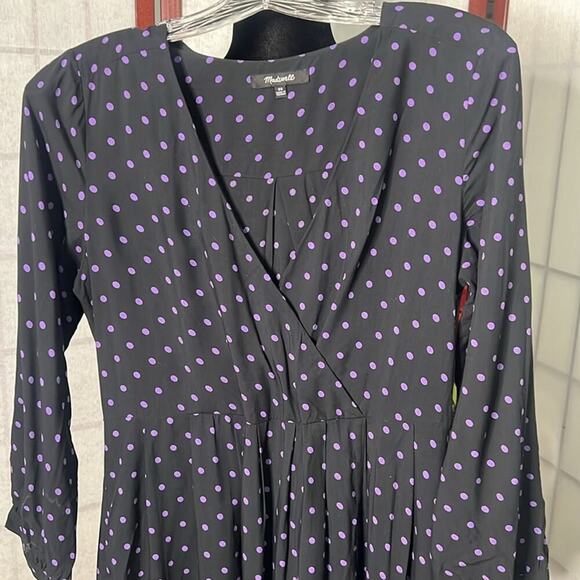 MADEWELL FAUX WRAP POLKA DOT DRESS SIZE‎ XS - Picture 4 of 6